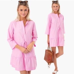 Tuckernuck Pomander Place Lucy Chambray Tiered Mini Dress in Pink